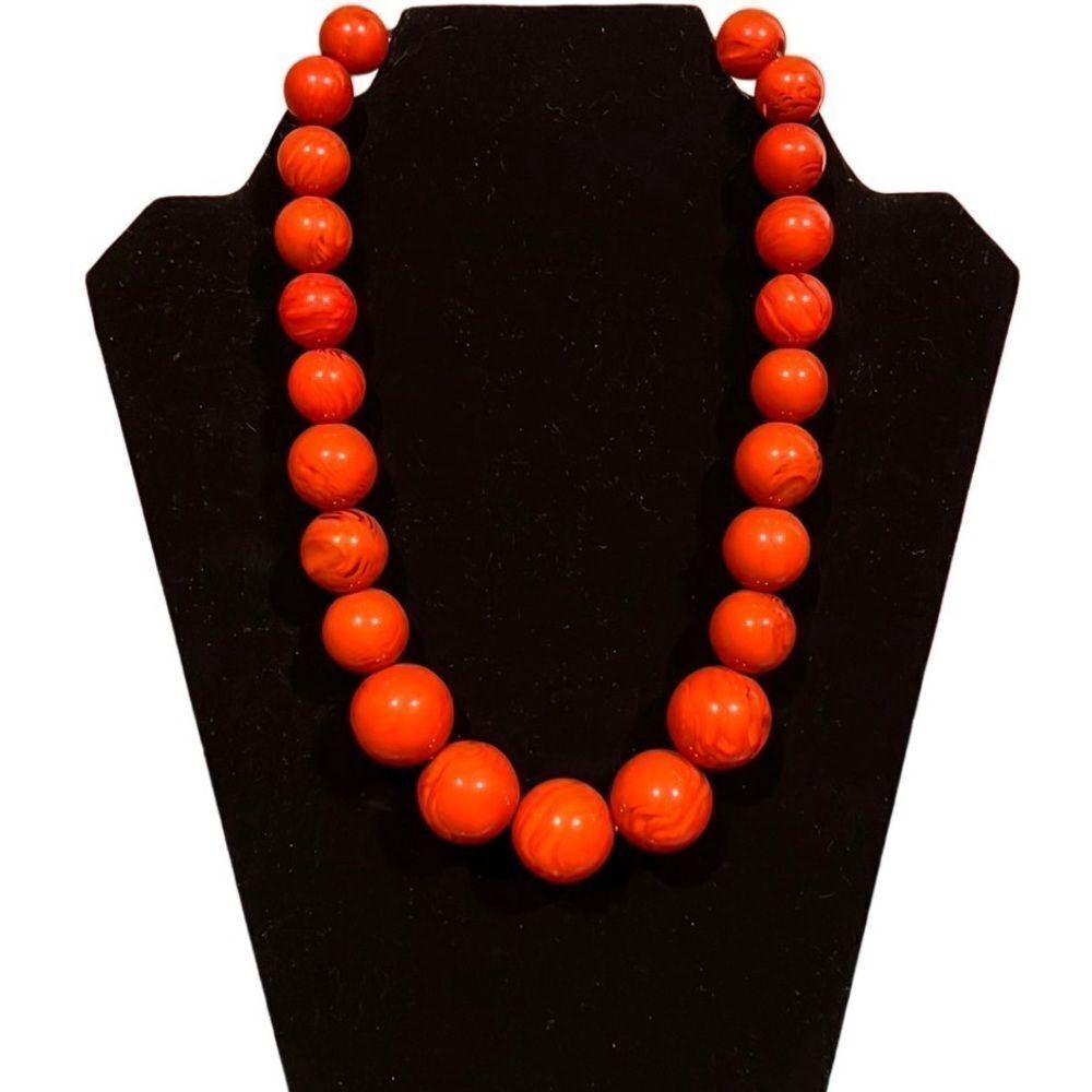 Bold Orange Bead Necklace - Statement Women's Jewelry